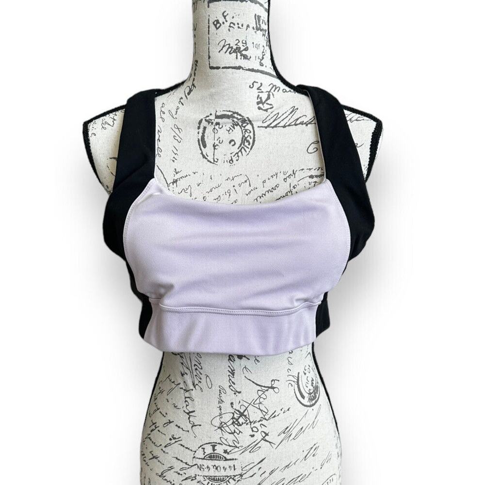 Sincerely Jules Purple Black Sports Bra Racerback Cutouts XL